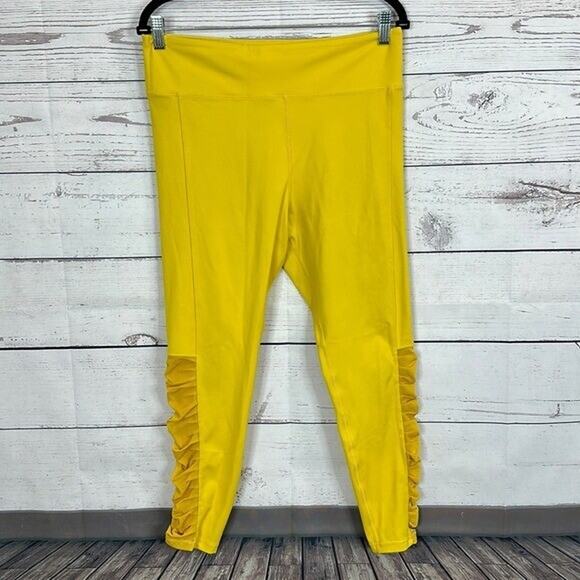 Zyia Legging Womens 14 Yellow Light N Tight High Waisted Mesh Detail Shaping - Picture 1 of 12